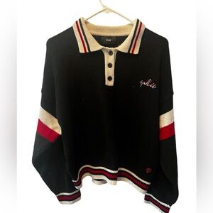 Spelled it striped polo quarter button pullover